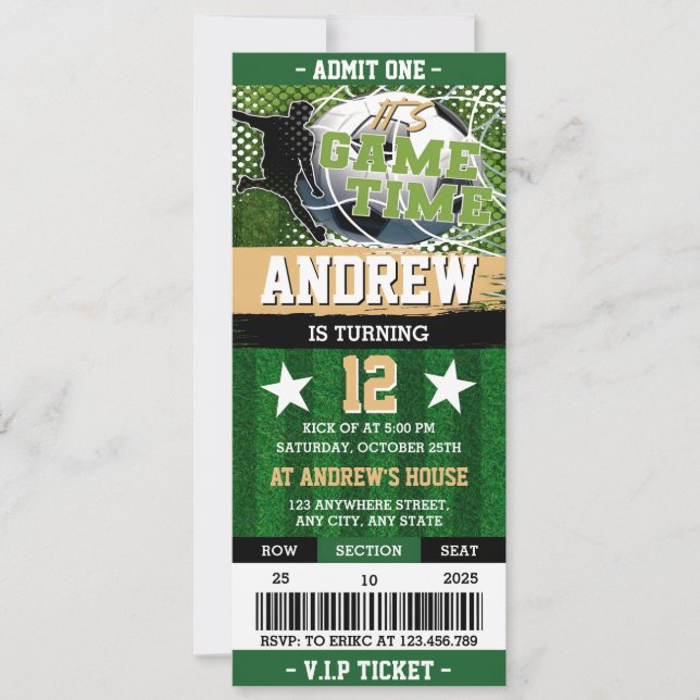 Convites Bilhete de Futebol Pessoal - Aniversário para Meni (Frente)