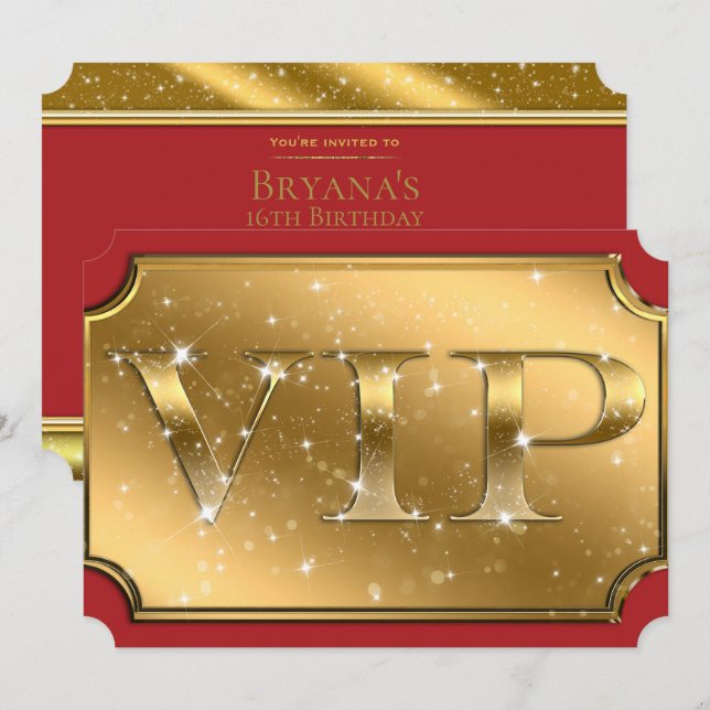 Convites Bilhete de Ingresso para Evento de Festa VIP Glamo (Frente/Verso)