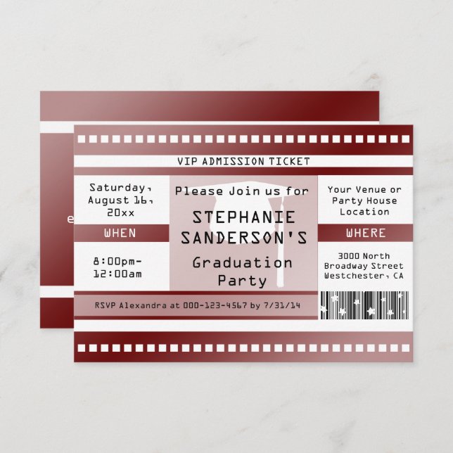 Convites Bilhete de Licenciatura ou de Admissão de Partido  (Frente/Verso)