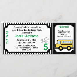 Convites Bilhete de Ônibus de Aniversário do Ônibus Escolar