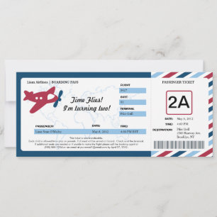 Convites Bilhete de Passagem de Aniversário