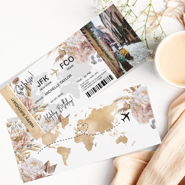 Convites Bilhete de Passagem de Embarque de Boho Surprise B (boho surprise boarding pass )