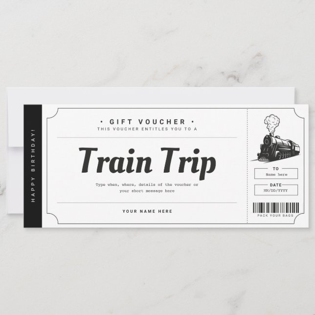 Convites Bilhete de Passagem de Trem Surpresa Voucher de Pr (Frente)
