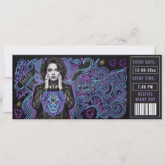 Convites Bilhete de Passagem para Festa VIP Neon | Noite da
