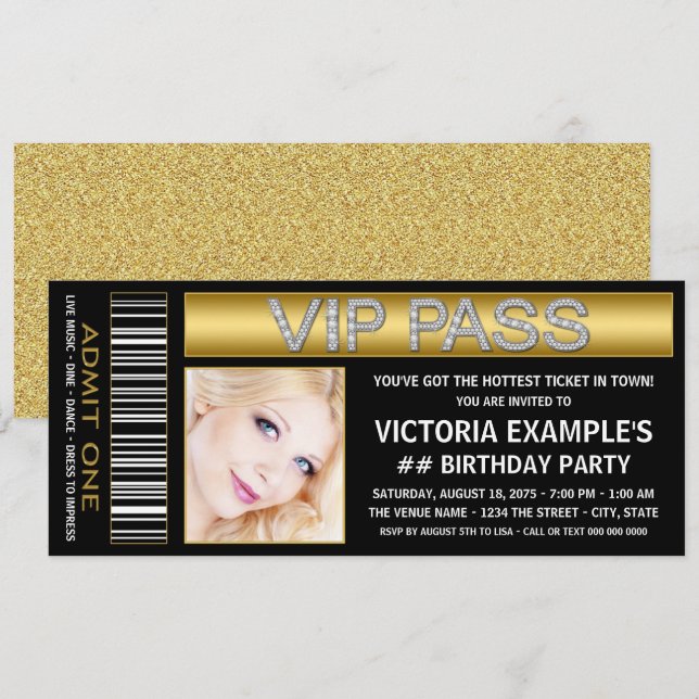 Convites Bilhete de Passagem VIP Ouro Preto Festa de Aniver (Frente/Verso)
