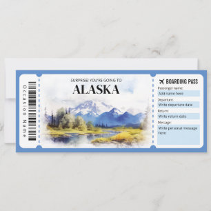 Convites Bilhete de Plano de Embarque do Alaska Editável