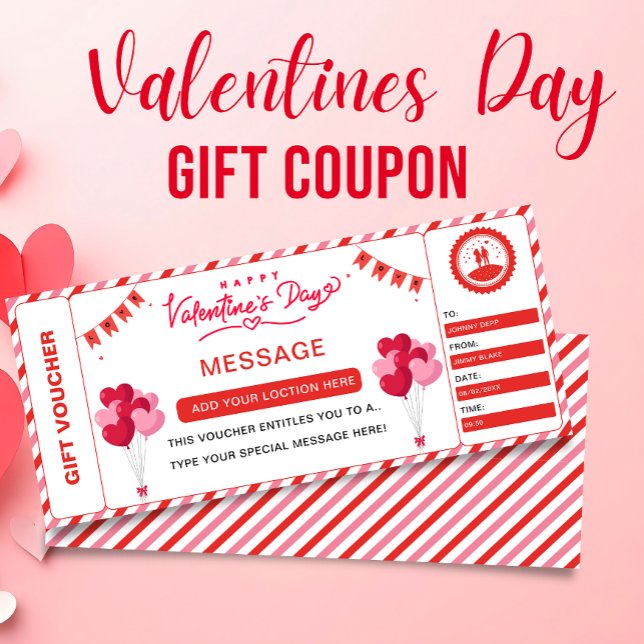 Convites Bilhete de Presente de Massagem do Dia dos Namorad (Valentine's Massage Ticket Gift Coupon Voucher, Invitation)
