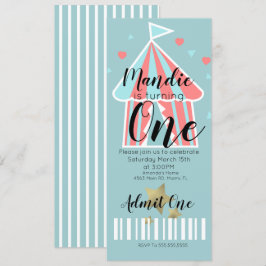 Convites Bilhete de Primeiro Aniversário do Circo Cute