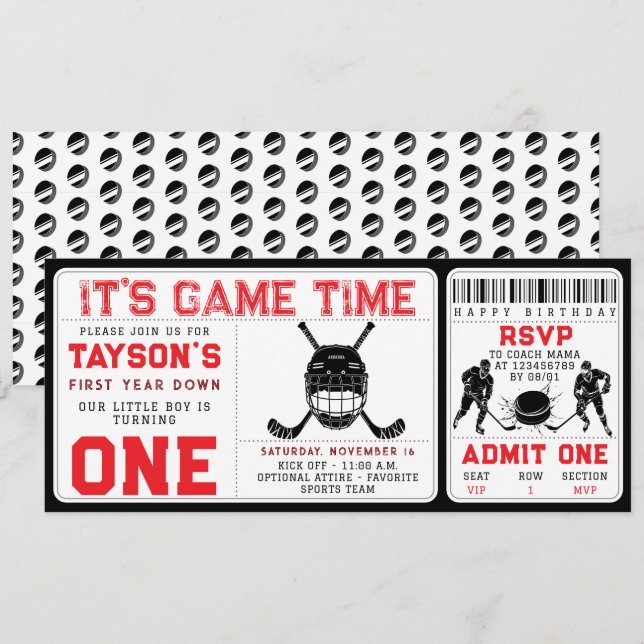 Convites Bilhete de primeiro aniversario para Baixo do Hock (Frente/Verso)