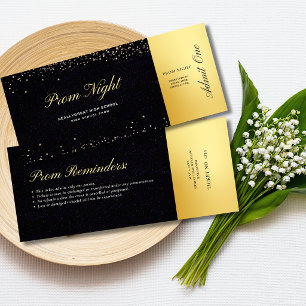 Convites Bilhete de Prom Noite Estrelada Preto e Dourado Es