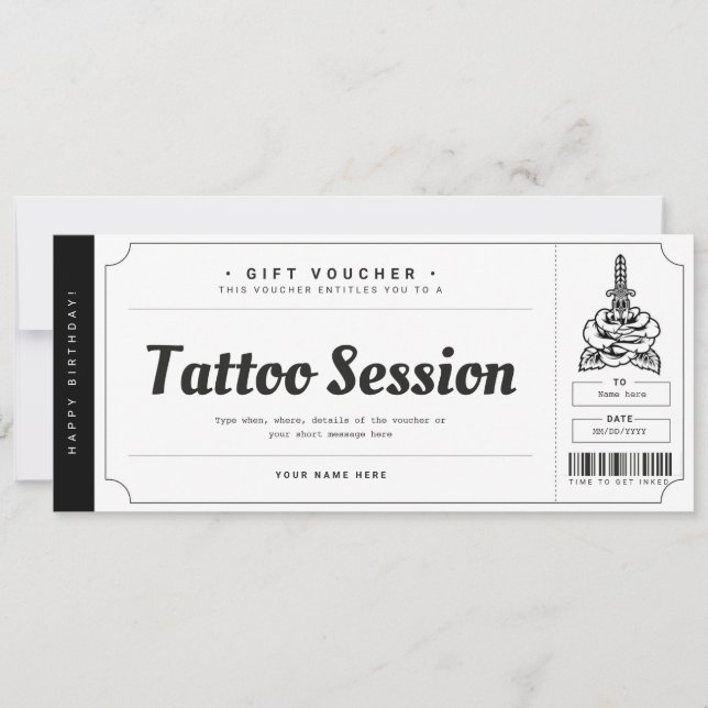Convites Bilhete de Vale-Presente de Tatuagem Certificado (Frente)