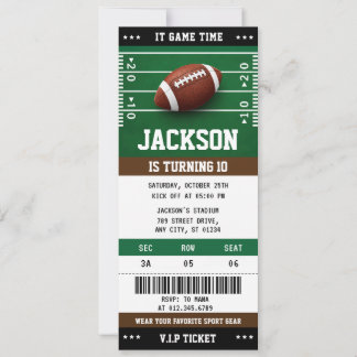 Convites Bilhete Digital de Futebol Americano para Festa de