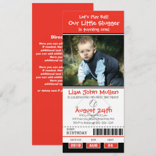 Convites Bilhete do aniversário do basebol