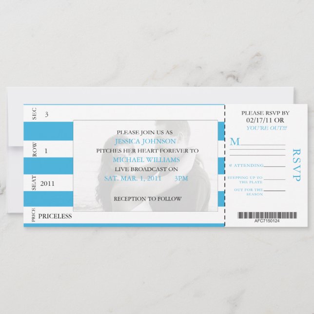 Convites Bilhete do basebol (Frente)