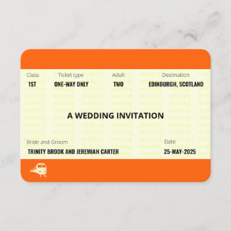 Convites Bilhete do comboio inspirado | Casamento