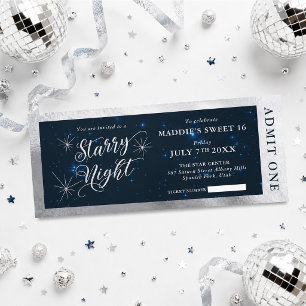 Convites Bilhete Doce Dezesseis Noite Estrelada