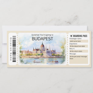Convites Bilhete Editável de Budapest Plane, Viagem da Hung