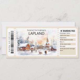Convites Bilhete Editável para o Lapland Plane, Viagem para
