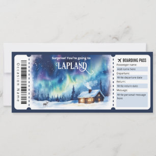Convites Bilhete Editável para o Lapland Plane, Viagem para