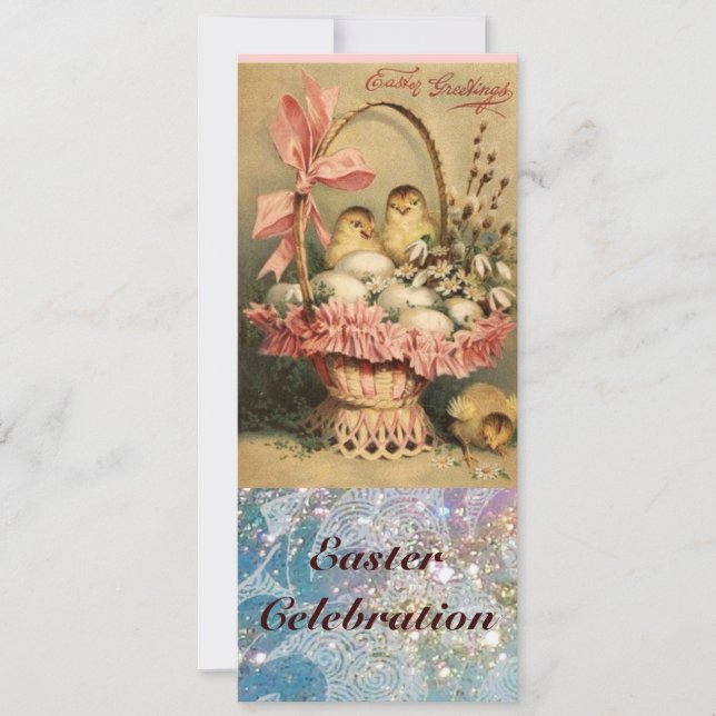 CONVITES BILHETE ELEGANTE, GALINHAS, FLORES E OVOS LESTE (Frente)