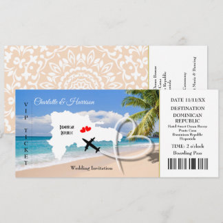 Convites Bilhete Embarque Pass Casamento Destino Dominicano