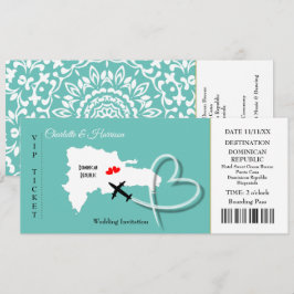 Convites Bilhete Embarque Pass Casamento Destino Dominicano