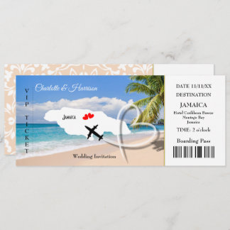 Convites Bilhete Embarque Pass Casamento Destino Jamaica