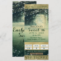 Bilhete Floresta Encantada Verde Luzes Azuis Doce 
