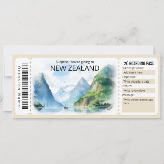 Convites Bilhete para avião da Nova Zelândia editável, Nova