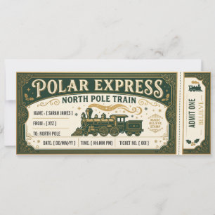 Convites Bilhete Polar Express Passagem de Trem Polo Norte