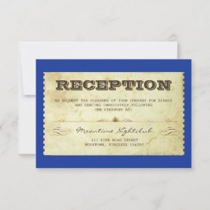 Convites bilhete vintage design de recepção de casamento