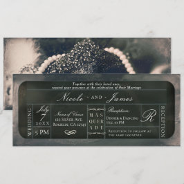Convites Bilhete VIP de Casamento Brilho Prata Branco