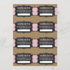 Convites Bilhetes cor-de-rosa para a fralda do Baby Q, chur