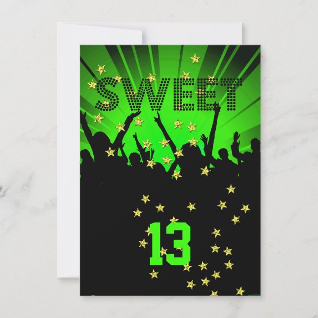 Convites Bilhetes de Aniversário de 13 anos Doce 13 Lime (Frente)