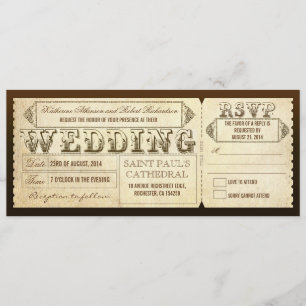 Convites Bilhetes de Casamento Antigos com RSVP