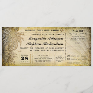 Convites bilhetes de casamento de destino com RSVP