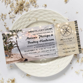 Convites Bilhetes de Casamento de Praia Tropical Vintage co