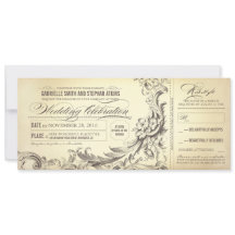 Bilhetes de casamento vintage - flores sofisticada