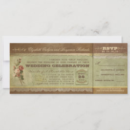 Convites Bilhetes de casamento vintage russos com RSVP