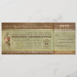 Convites Bilhetes de casamento vintage russos com RSVP