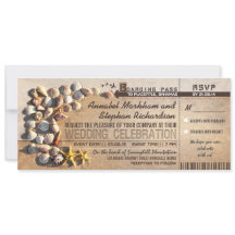 bilhetes de embarque de casamento na praia - convi