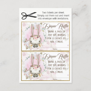 Convites Bilhetes de Rifa de Fraldas de Bebê Bunny Rabbit M