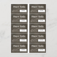 Bilhetes de rifa de fraldas de quadro-negro