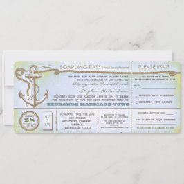 Convites bilhetes de vintage de embarque de casamento com R