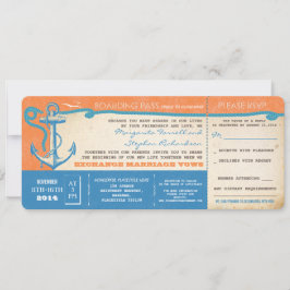 Convites bilhetes de vintage de embarque de casamento com R