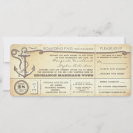 Convites bilhetes de vintage de embarque de casamento com R