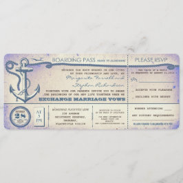 Convites bilhetes de vintage de embarque de casamento com R