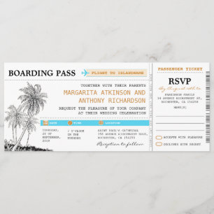 Convites bilhetes do casamento da passagem de embarque com