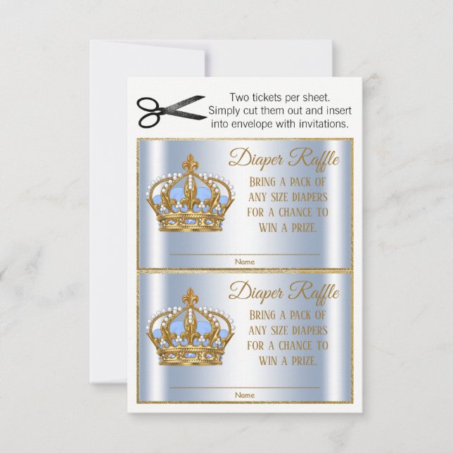 Convites Bilhetes Príncipe Fralda Raffle (Frente)