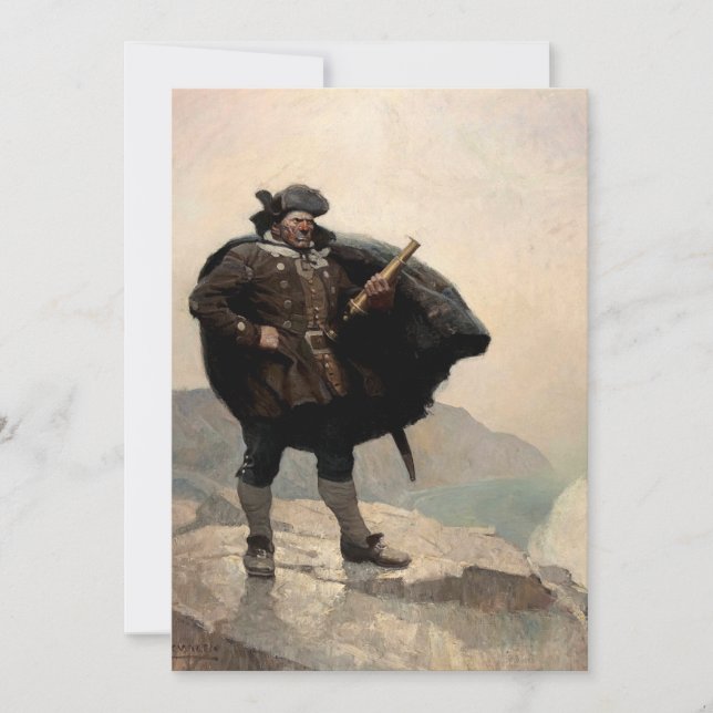 Convites Billy Bones, ilha do tesouro por N. C. Wyeth (Frente)